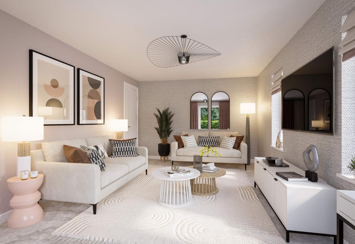 Living Room Internal CGI for The Spires Show Home