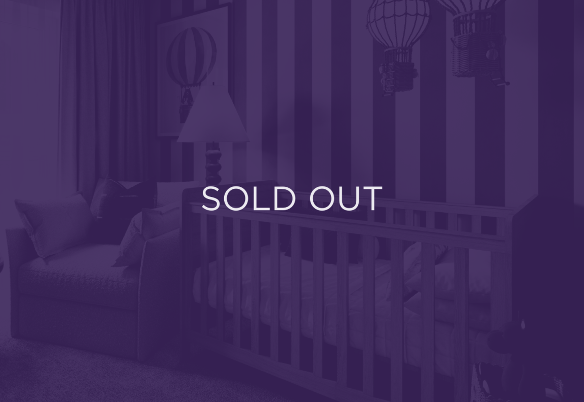 an image of a nursery, with a purple overlay and text that says sold out
