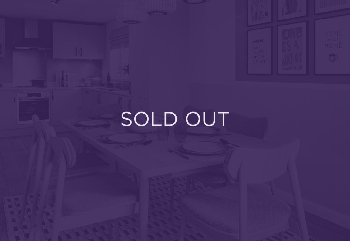 an image of a dining room, with a purple overlay and text that says sold out