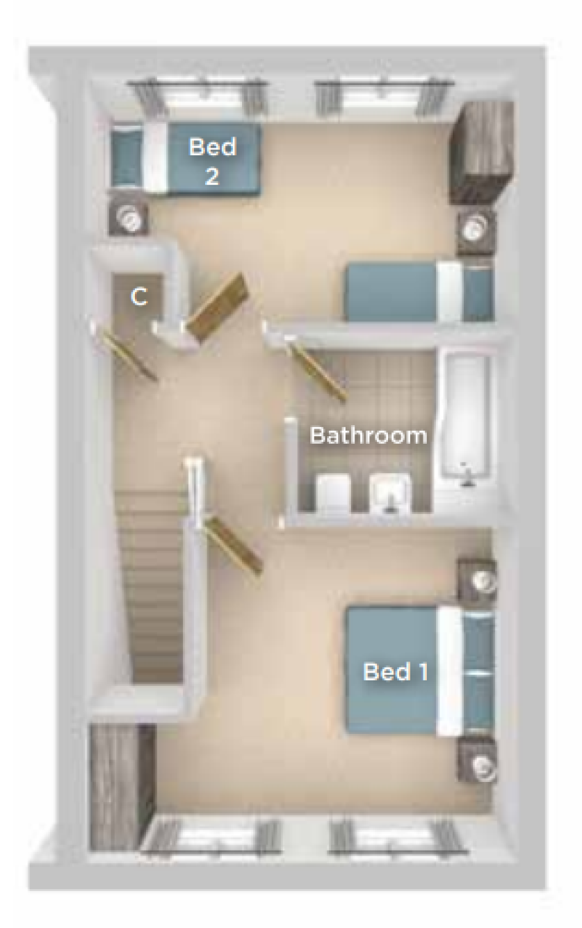 First floor plan of The Rowley at Bull Street, Dudley