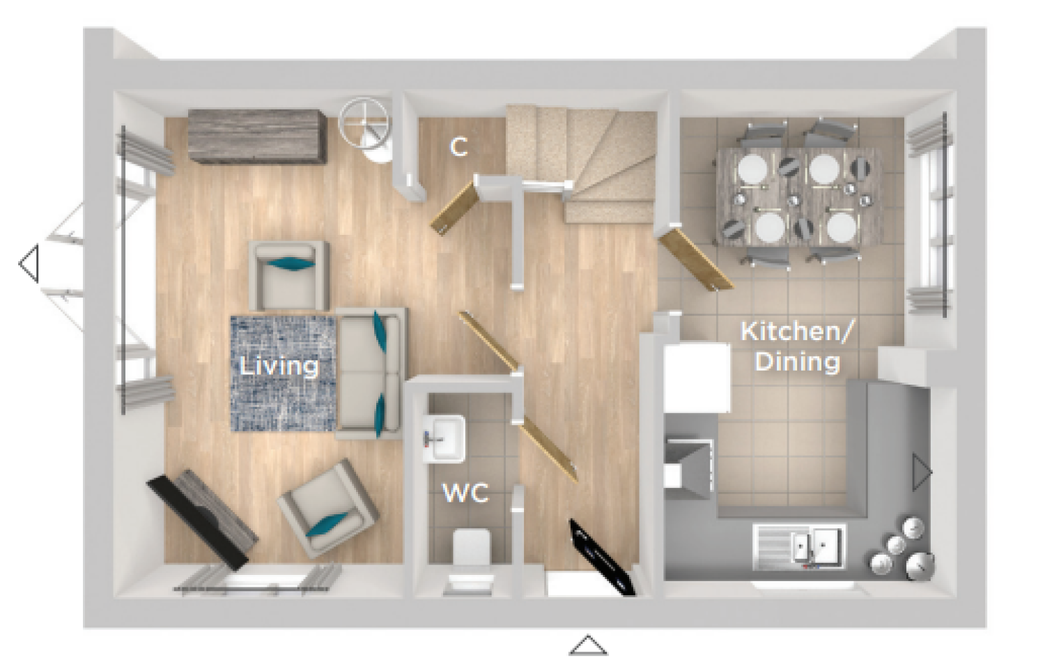 Floor plan of the ground floor of The Cradley at Bull Street, Dudley