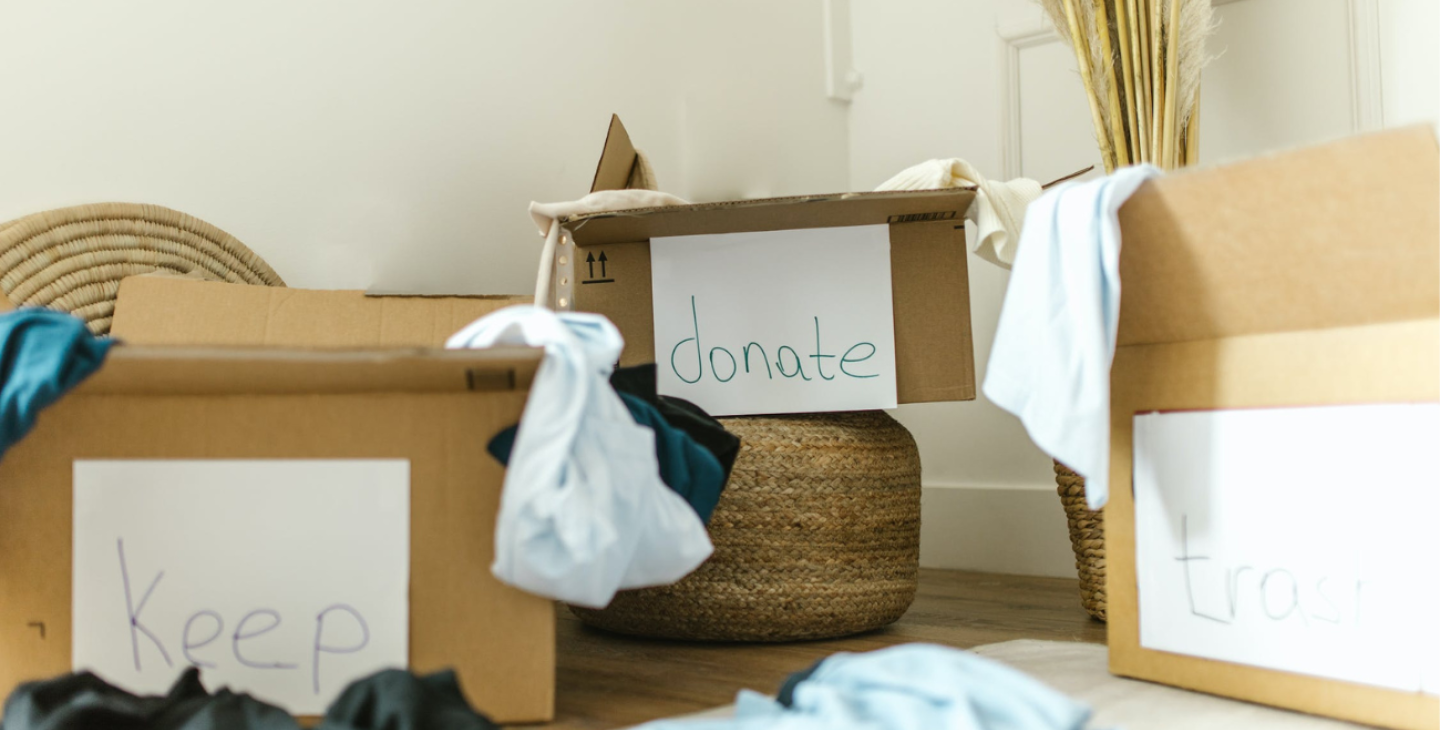 Boxes of clothes to donate