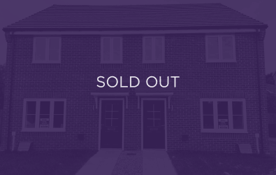 an image of a home in Bishops Grange, purple overlay with text that says sold out