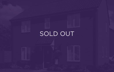 an image of a property in the Great Oldbury development, purple overlay and text that says sold out