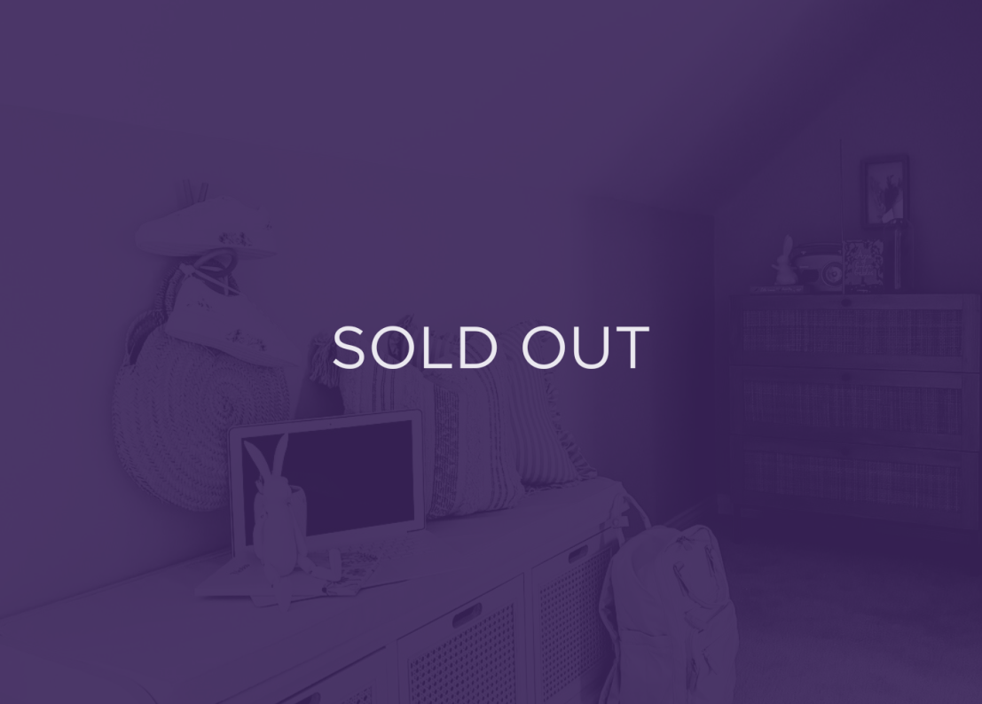 an image of a sideboard decoration with a purple overlay and text that says sold out