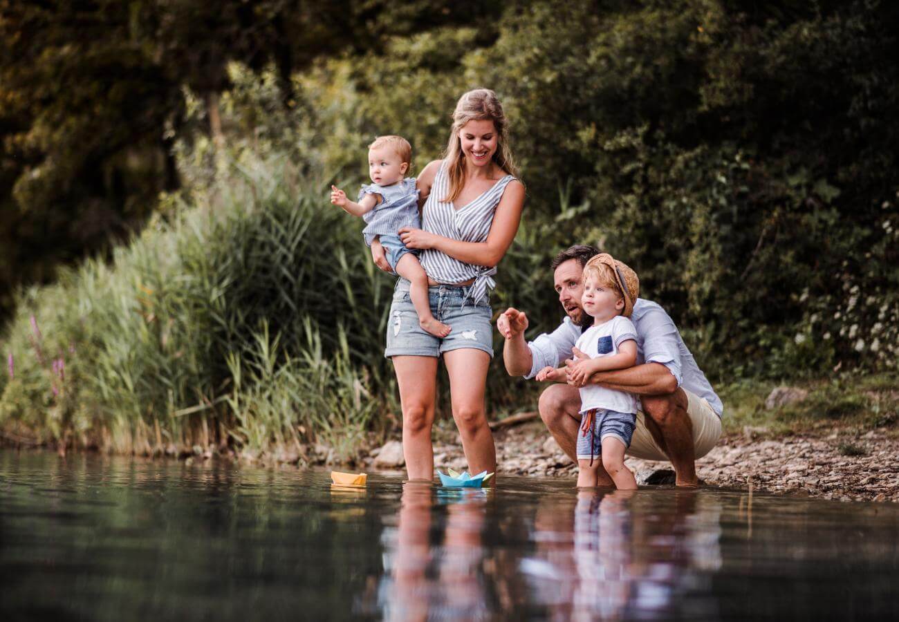 Family in a water
